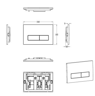Кнопка смыва для инсталляции механическая Wonzon & Woghand WW-IB224-BGM тёмный графит